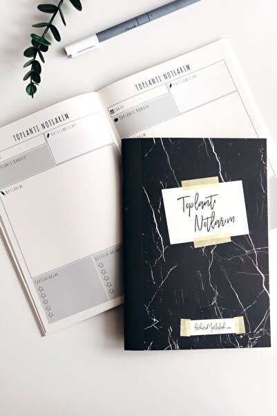 Bikutumutluluk Hediyelik - Toplantı Notlarım Defteri Siyah Mermer