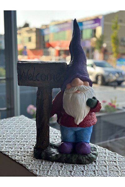 Baykuşca Welcome Cüce Heykeli, Gnome Welcome Dekoratif Biblo, Ofis - Bahçe - ...