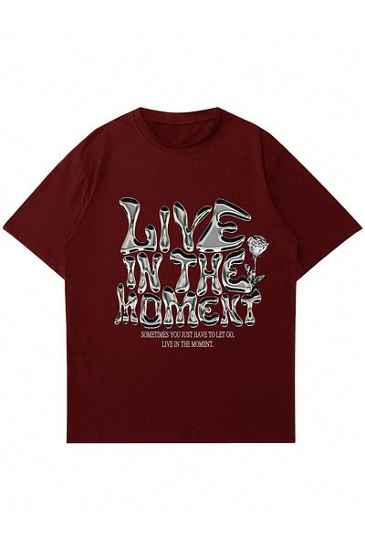 Mad&Calf Μπλουζάκι Unisex Live In The Moment με στάμπα Oversize