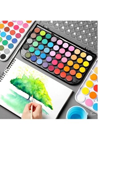 hobi market art 48 Renk Premium Tablet Suluboya Seti - Su Hazneli Fırça - Defter Hediyeli