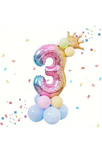 Mini Parti متجر الحفلات الصغيرة - رقم رقائق ملون على شكل تاج الملك