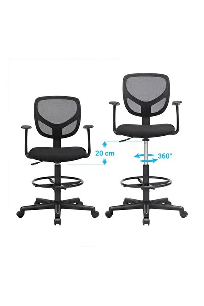 Dopa Fileli Yüksek  Ofis Sandalyesi Fileli Yüksek Bar Sandalyesi Ayak Koymalı