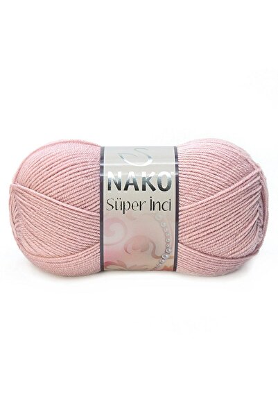 NAKO Süper Inci El Örgü Ipi Ipliği Yünü Renk Kodu:10275 Pembemsi Pudra