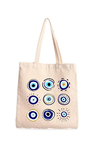 Genel Markalar Nazar Boncuğu Kanvas Bez Çanta