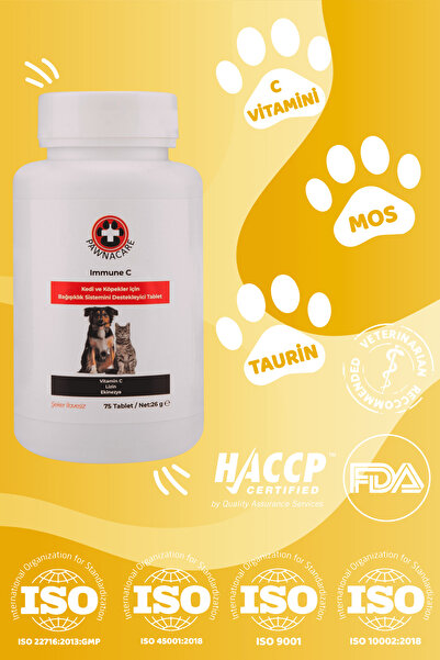 PAWNACARE Immune C Kedi Ve Köpekler Için Bağışıklık Sistemini Destekleyici Tablet 75 Tablet