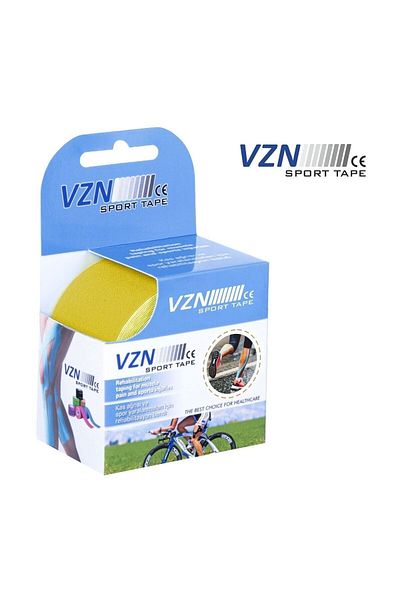 VZN medical equipment شريط كينيسيو الرياضي الأصفر - شريط ألم 5 متر × 5 سم
