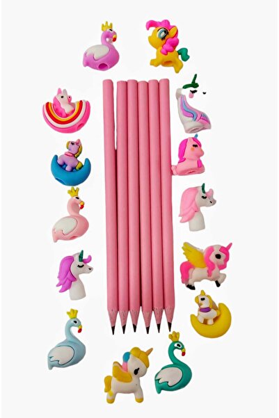 Dudo Baby Pembe Kurşun Kalem Ve Figürlü Başlık Seti Kız Model 10 Kalem 10 Başlık