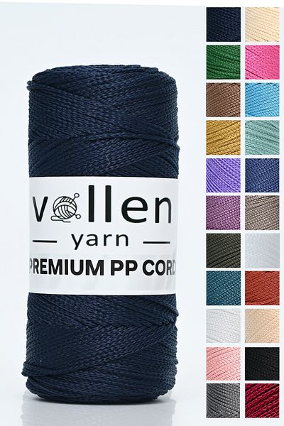 vollen yarn 150m Πολυεστερικό νήμα μακραμέ, νήμα Supla, νήμα τσάντας, νήμα βραχιολιού, μακραμέ, μπλε ναυτικό, 1,5mm-100gr