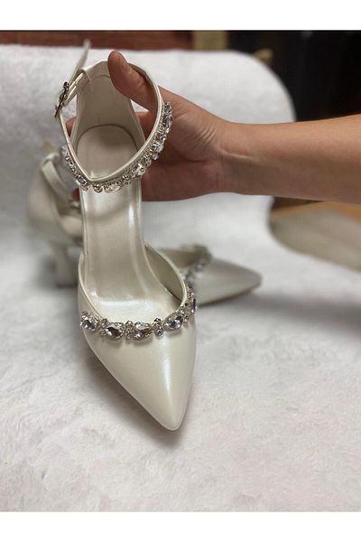 Berush Bride Pantofi de rochie de seară Berush Bride cu detaliu de piatră cu curea la gleznă de 9 CM
