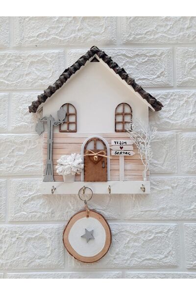 Winter Themed Key Hanger with Pine Cone Roof 23 X 25