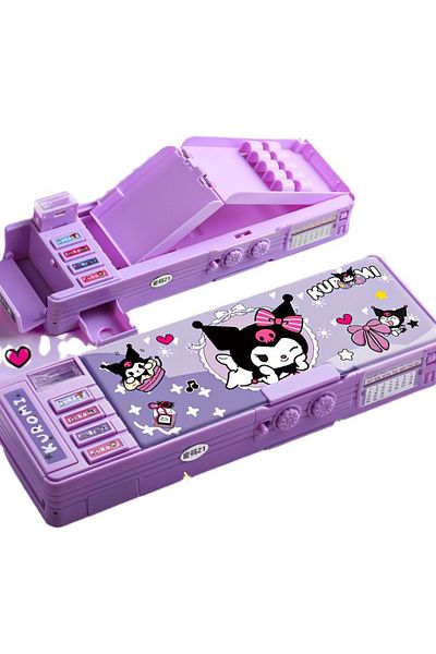 Petityu Μωβ σκληρό κάλυμμα Kuromi Kawaii ορθογώνια μολυβοθήκη για κορίτσια