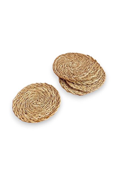 stay with love Straw Coasters 6 Pieces 10 cm Natural 6 Pieces Coasters