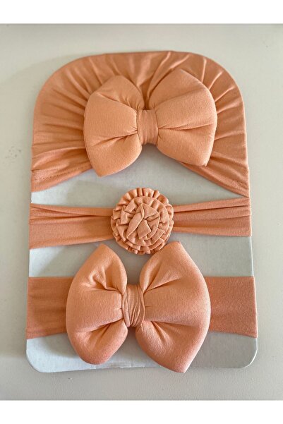 MASALBABY Kız Bebek Fiyonklu Bone Bandana / Kız Bebek Saç Bandı / Kız Bebek H...
