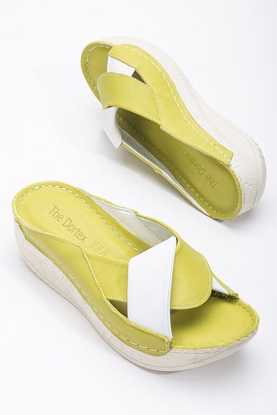 The Dortex Shoes Drttery02 Γνήσιο δέρμα με ψηλοτάκουνα μαλακές πλήρεις ορθοπεδικές παντόφλες με ραμμένες άκρες