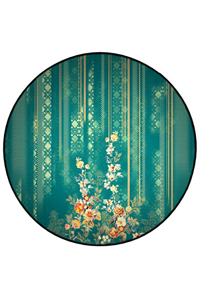 Rugs Modern Halı Mira Round Green Ethnic Patterned Floral Detailed Woven Base...