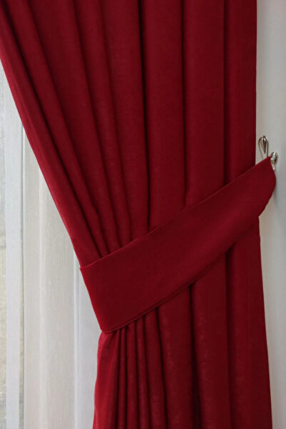 Özgün Home Soft Kumaş Fon Perde Sık Pileli Kırmızı Perde