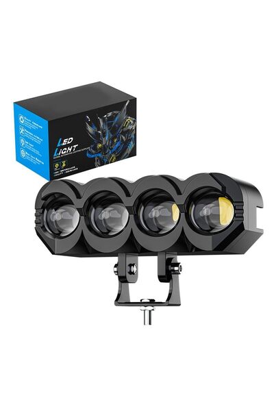 DEKOHOP Motosiklet 4 Led  Lazer Sis Farı 2 ADET Delici Beyaz Sarı Çift Renk M...