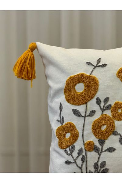 BUGİ HOME COLLECTİON Single Punch Embroidered Embroidered Poncho - Decorative Case
