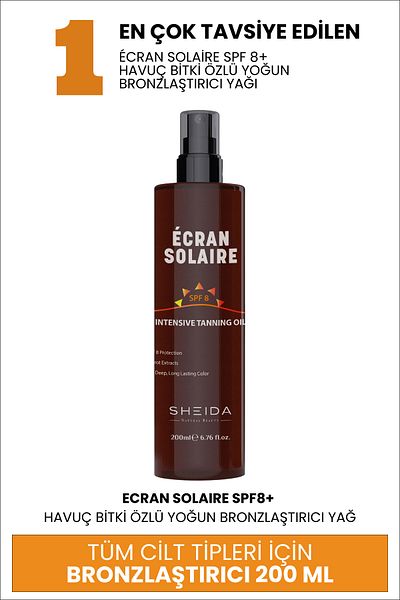 Sheida Natural Beauty - Intensive Bronzing Sun Oil SPF 8, Carrot Extract, Long Lasting Color 200ml
