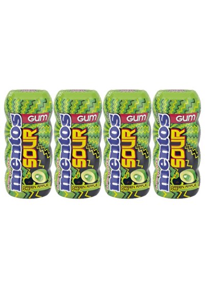 Mentos New Sour Gum Yeşil Elma Aromalı Draje Sakız 30 gr x 4 Adet