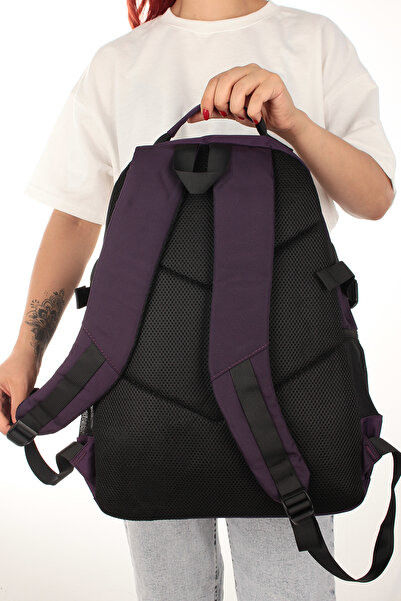 YOUNG 51542 Model School Bag - Backpack, Water Resistant, Purple with Laptop Compartment