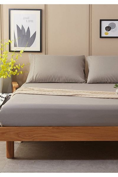 Sheri Home Tekstil Ελαστικό βαμβακερό χτενισμένο σεντόνι γκρι 180 X 200 Kingsize Greyi01453881188