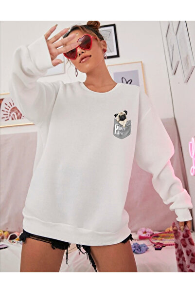 Sebesta Fashion SEBESTA FASHION سويت شيرت بقلنسوة مطبوع برقبة دائرية للجنسين ...