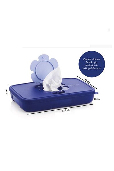 Tupperware Thin Wet Wipes Box 650 ml Dark Blue