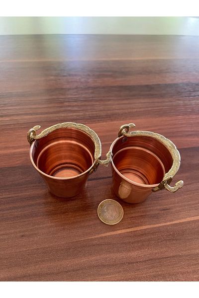 antepistachios 2 Pieces Symmetrical Copper Turkish Delight Bowl - Sugar Bowl Figurine