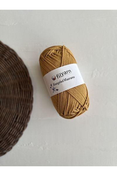 Filyarn Macrame Recycled Cotton Cotton Cotton - Cotton Macrame Thread 200 gr - Mustard