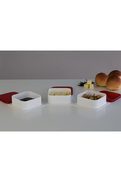 devigo 4 Pieces Square Breakfast Bowl with Lid - Cheese Bowl, Olive Bowl and Jam Plate