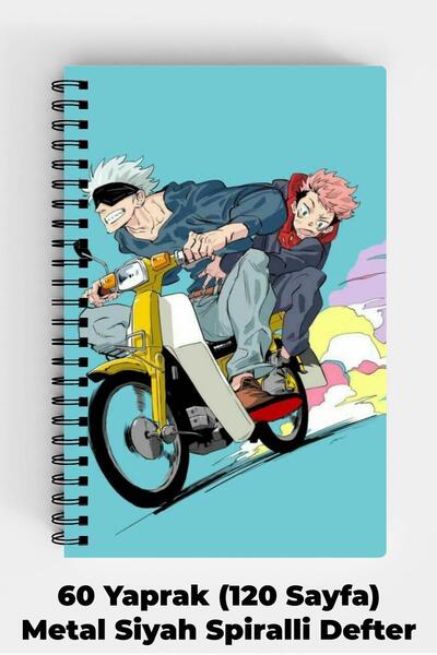Anime Marketi Jujutsu Kaisen Anime Tasarımlı A5 Spiralli Sert Kapak Defter 12...