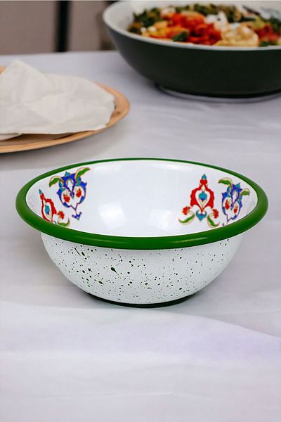 İnci Emaye No. 13 Enamel Bowl - Plate, Dowry, Pit Plate, Soup Bowl, Food Plate - 13 Cm