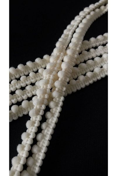 Ozpas Cream Colored Pompom Strip - Guipure Decorative, 0.5 X 5 M.