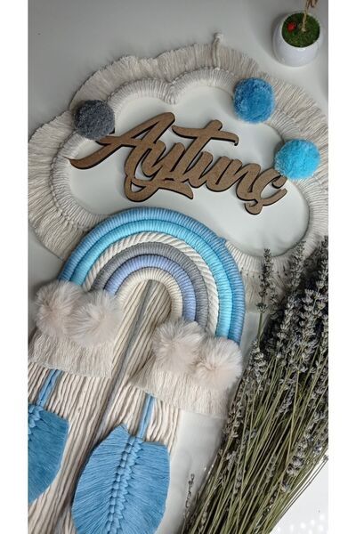 Makrome Isme Özel Bebek Hediyelik Kapı Süsü, Hastane Odası Süslemesi, Bebek O...