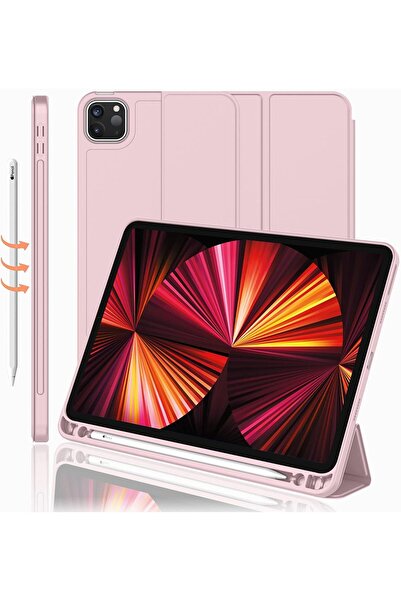 TEKNETSTORE Apple Ipad Pro 4. Nesil M2 2022 11 Inç Tablet Uyumlu Kılıf Uyku Modlu Kalem Bölmeli Silikon Koruyucu