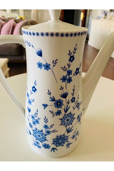 Bavaria Antika Seltmann Weiden Alman Porselen Mavi Çiçek Desenli Büyük Kahve Demleme Potu/Coffee Pot