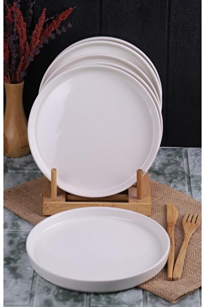 Atbyhome Set of 6 Handmade 20 cm White Pearl Cake Plates - Dessert Plate Set