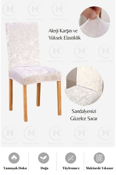 Hazineci Bey Kadife Sandalye Kılıfı Yıkanabilir Ipek Esnek Ve Lastikli Sandalye Örtüsü
