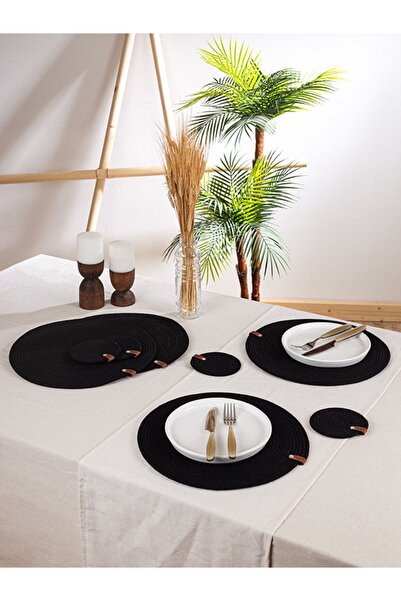 Comfort Craft Σετ 8 μαύρων σουπλά και κάτωστρων - American Service