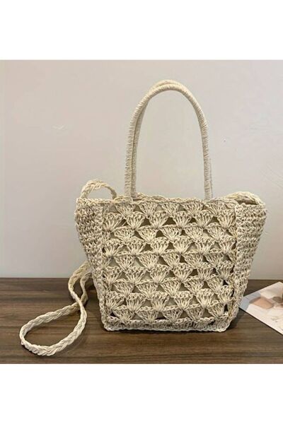 Knittingworld Hasır çanta kağıt ip çanta çapraz çanta örgü çanta