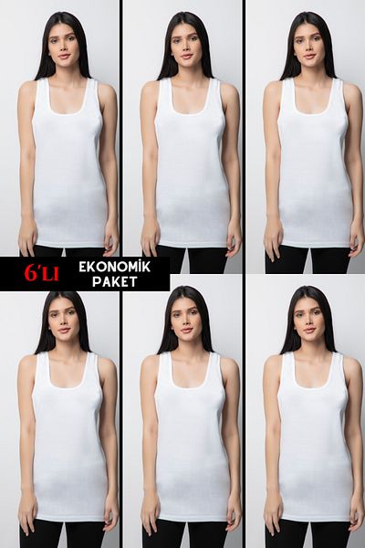 DONEX 1318 Embroidered Basic Cotton Fabric 6-Piece Mother Tank Top Pack