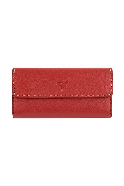 Garbalia Paris Genuine Leather Saddler Stitched Dusty Rose Women's Portfolio Wallet with Phone Compartment