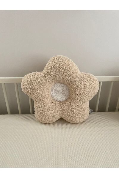 minibellababy Flower Pillow Decorative Flower Cushion Beige