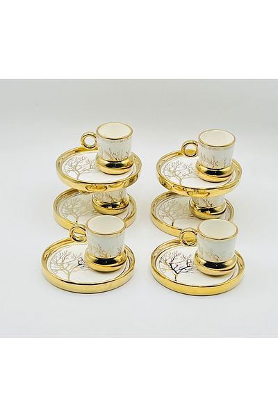 İnter Interlife Porcelain Tree Model - White and Gold Cup Set