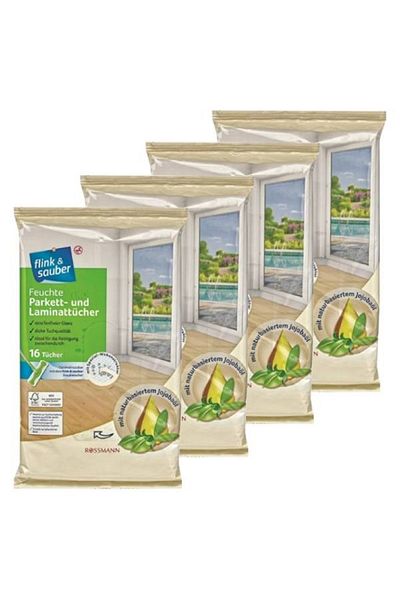 Flink Sauber 22x30 cm Jojoba Extract Wet Floor Cloth - 16 Pack for Parquet and Laminated Surfaces