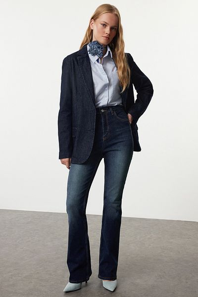 Trendyol Collection Blugi evazați albaștri cu talie înaltă - TWOAW25JE00128