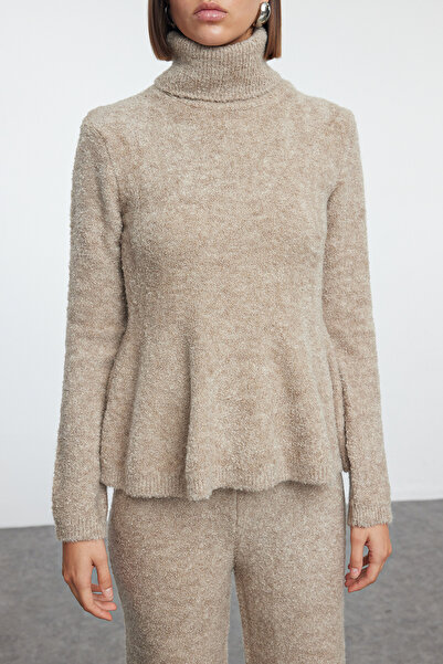 Trendyol Collection Mink Colored Brümcük Turtleneck Knitwear Set - Twoaw25Au00057