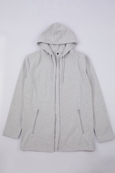 Trendyol Collection Gray Melange Regular Fit Zipperless Hooded Sweatshirt/Cardigan Tmnaw21Hi0211