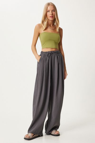 Happiness İstanbul Smoked Women's Shalwar Trousers - Comfortable Fit Mw00150